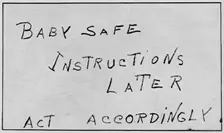 Baby Safe Instructions Later Act Accordingly 1932, (1938)