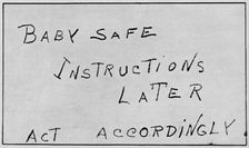 Baby Safe Instructions Later Act Accordingly 1932, (1938)