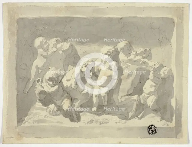 Baby Satyrs and Putti Playing with Donkey, n.d. Creator: Jacob de Wit.