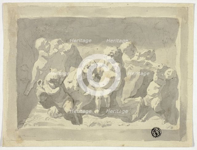 Baby Satyrs and Putti Playing with Donkey, n.d. Creator: Jacob de Wit.