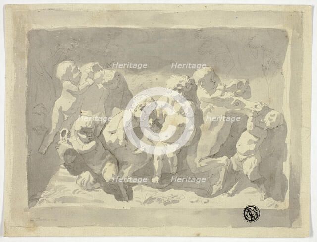 Baby Satyrs and Putti Playing with Donkey, n.d. Creator: Jacob de Wit.