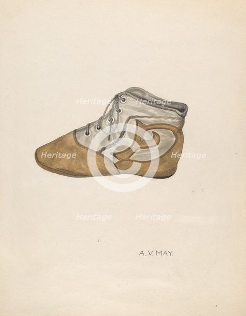 Baby Shoe, c. 1937. Creator: Ada V. May.
