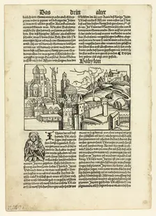Babylon from Schedel Weltchronik (Schedel's World History), Plate 9 from Woodcuts..., 1929. Creators: Unknown, Johann Schönsperger the Elder, Hartmannus Schedel, Wilhelm Ludwig Schreiber