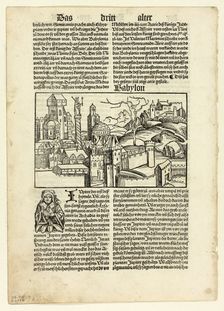 Babylon from Schedel Weltchronik (Schedel's World History), Plate 9 from Woodcuts..., 1929. Creators: Unknown, Johann Schönsperger the Elder, Hartmannus Schedel, Wilhelm Ludwig Schreiber