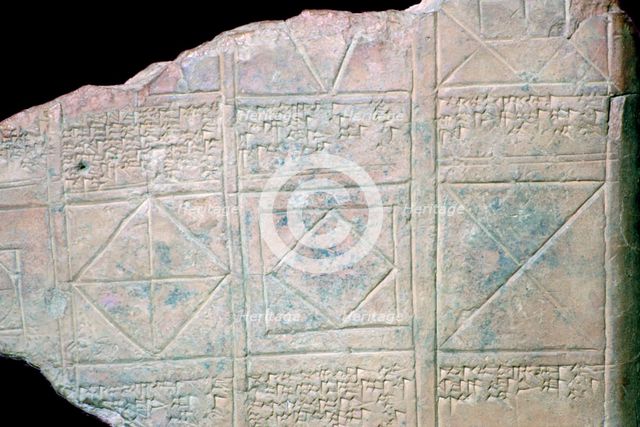 Babylonian clay tablet with Geometrical Problems. Artist: Unknown