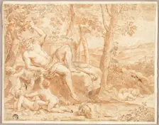 Bacchus and Putti in Shady Grove, 17th Century. Creator: Unknown