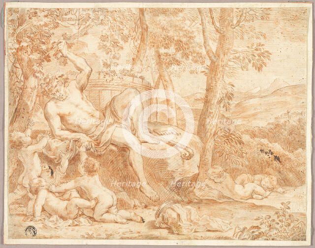Bacchus and Putti in Shady Grove, 17th Century. Creator: Unknown.