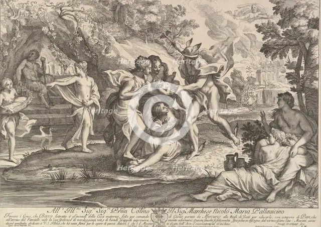 Bacchus as a child given by Mercury to the care of the Nymphs. Creator: Andrea Procaccini.