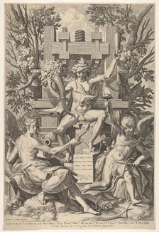 Bacchus, Music, Amor, 1575-1600. Creator: Johann Sadeler I