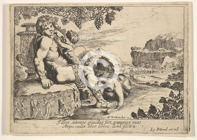 Bacchus, Satyr, and Lion, 1610-42. Creator: Pierre Brebiette.