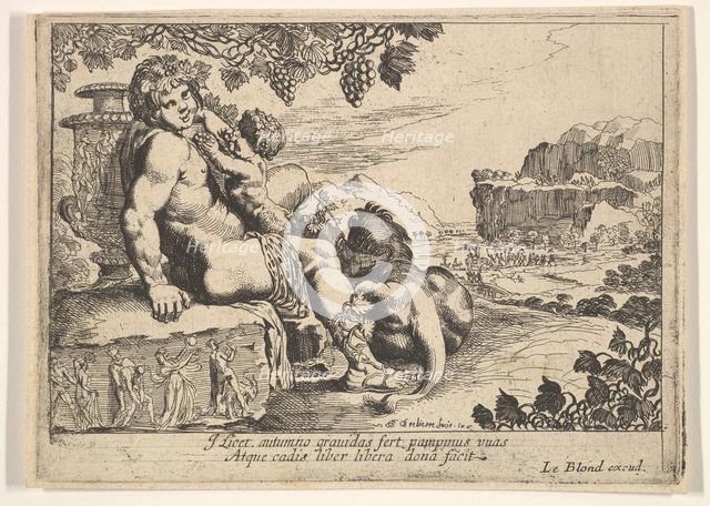 Bacchus, Satyr, and Lion, 1610-42. Creator: Pierre Brebiette.