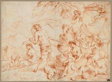 Bacchanal Before a Herm, early 1660s. Creator: Giovanni Benedetto Castiglione (Italian, 1609-1664)