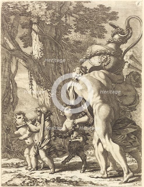 Bacchanal with Figures Carrying a Vase, 1650s. Creator: Michel Dorigny.