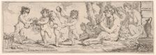Bacchanal with satyr playing a lute and surrounded by four figures, who look toward a s..., 1640-60. Creator: Giulio Carpioni