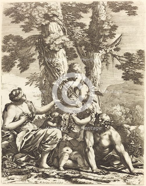 Bacchanal with Seated Bacchante, 1650s. Creator: Michel Dorigny.