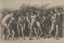 Bacchanal with Silenus; a frieze composition with ten figures around Silenus who is..., early 1470s. Creator: Andrea Mantegna