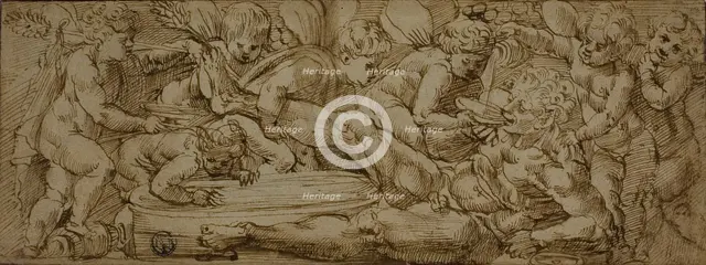 Bacchanale with Putti, c. 1560. Creator: Enea Salmeggia.