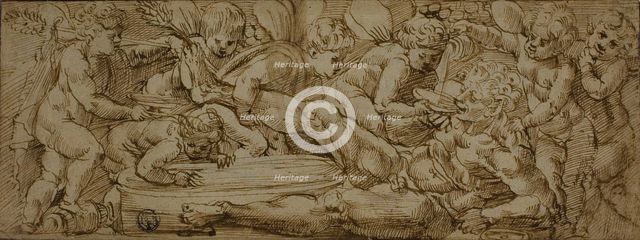 Bacchanale with Putti, c. 1560. Creator: Enea Salmeggia.