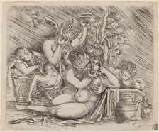 Bacchanalian Scene with Satyrs and a Maenad, c. 1515. Creator: Master of 1515