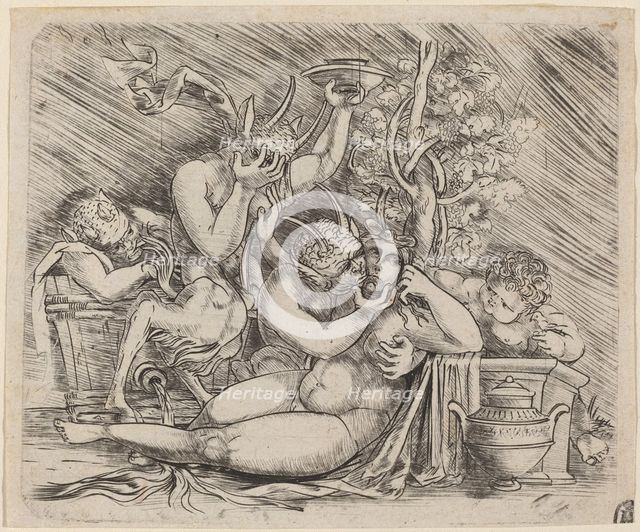 Bacchanalian Scene with Satyrs and a Maenad, c. 1515. Creator: Master of 1515.