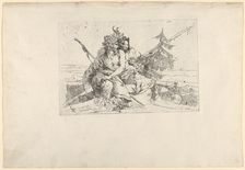 Bacchant, Satyr, and Fauness, from the Scherzi, ca. 1740. Creator: Giovanni Battista Tiepolo