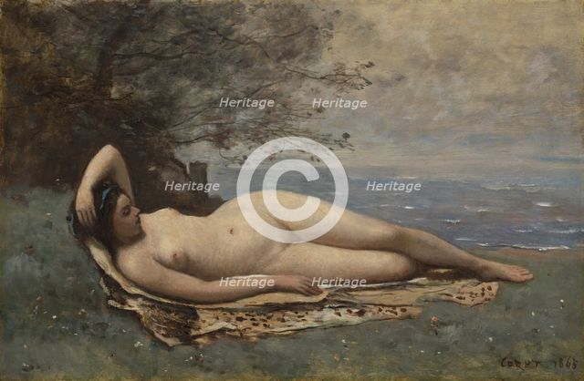 Bacchante by the Sea, 1865. Creator: Jean-Baptiste-Camille Corot.