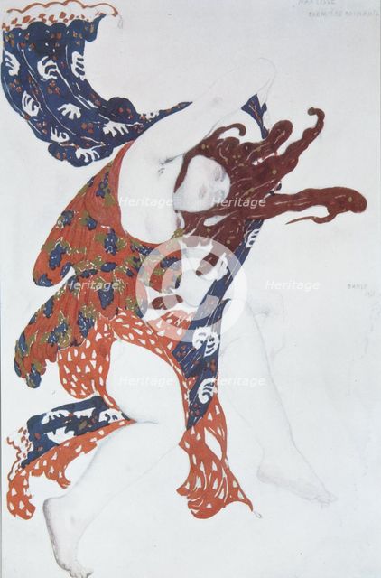 Bacchante. Costume design for the ballet Narcisse by N. Tcherepnin, 1911. Artist: Bakst, Léon (1866-1924)