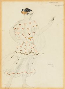 Bacchante. Costume design for the ballet Cleopatra by A. Arensky, 1910