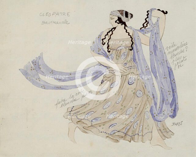 Bacchante. Costume design for the ballet Cleopatra by A. Arensky, 1910. Creator: Bakst; Léon (1866-1924).