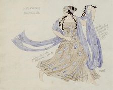 Bacchante. Costume design for the ballet Cleopatra by A. Arensky, 1910. Creator: Bakst; Léon (1866-1924)