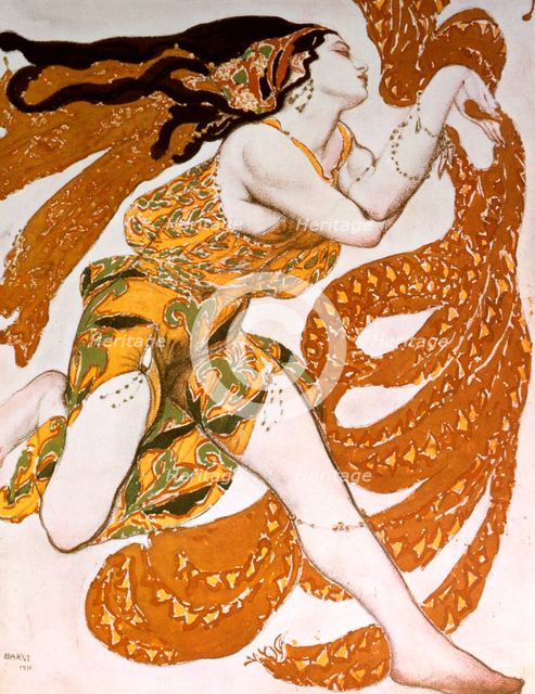 'Bacchante', costume design for a Ballets Russes production of Tcherepnin's Narcisse, 1911. Artist: Leon Bakst