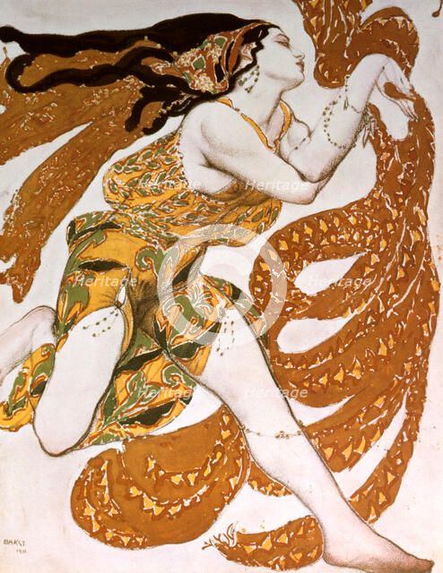 'Bacchante', costume design for a Ballets Russes production of Tcherepnin's Narcisse, 1911. Artist: Leon Bakst