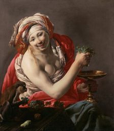 Bacchante with an Ape, 1627. Artist: Terbrugghen, Hendrick Jansz (1588-1629)