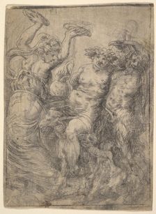 Bacchic revel with Silenus riding a goat in the centre, ca. 1540-43. Creator: Andrea Schiavone