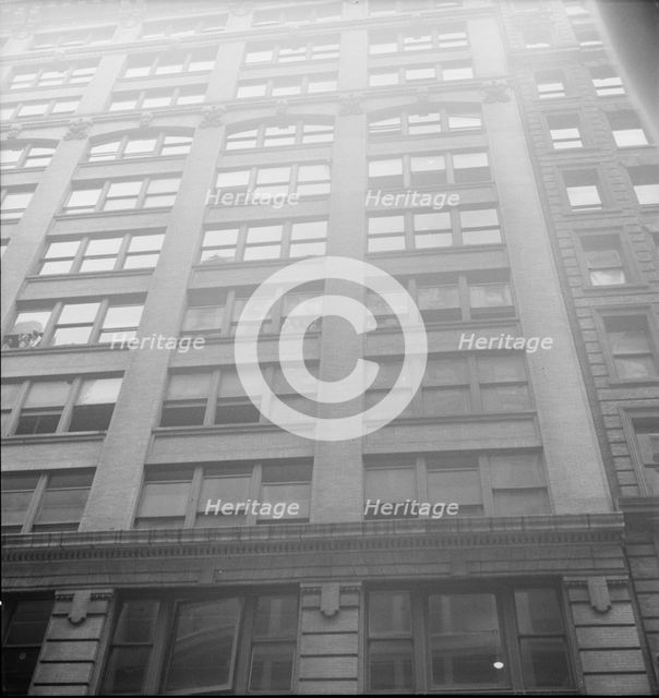 Background photgraph for Hightstown project, Garment factory on West Twenty-first Street, NY,1936. Creator: Dorothea Lange.