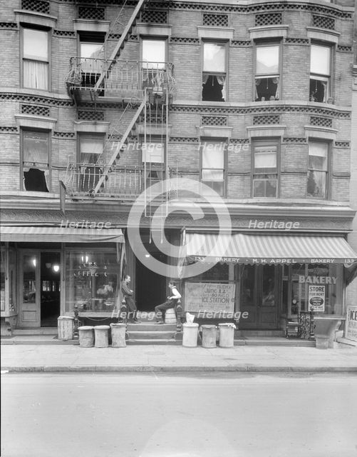 Background photo for Hightstown project, 133 Avenue D, New York City, 1936. Creator: Dorothea Lange.