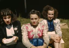 Backstage at the "girlie" show at the Vermont state fair, Rutland, 1941. Creator: Jack Delano