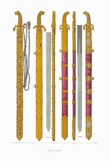 Backswords. From the Antiquities of the Russian State, 1849-1853. Creator: Solntsev, Fyodor Grigoryevich (1801-1892)
