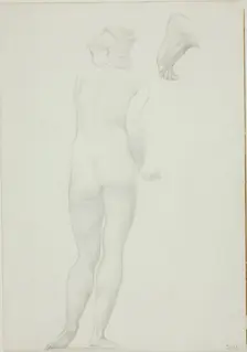 Backview of Standing Nude Woman and Sketch of a Foot, c. 1873-77. Creator: Sir Edward Coley Burne-Jones