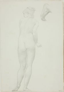 Backview of Standing Nude Woman and Sketch of a Foot, c. 1873-77. Creator: Sir Edward Coley Burne-Jones