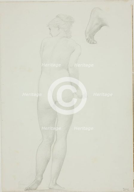 Backview of Standing Nude Woman and Sketch of a Foot, c. 1873-77. Creator: Sir Edward Coley Burne-Jones.