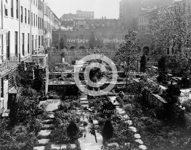 Backyard gardens in New York City, 1920. Creator: Frances Benjamin Johnston.