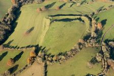 Bach Camp, a univallate Iron Age hillfort earthwork, near Brockmanton, Herefordshire, 2016. Creator: Damian Grady