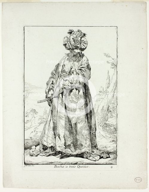 Bacha à trois Queues, plate four from Caravanne du Sultan à la Mecque, 1748. Creator: Joseph-Marie Vien the Elder.