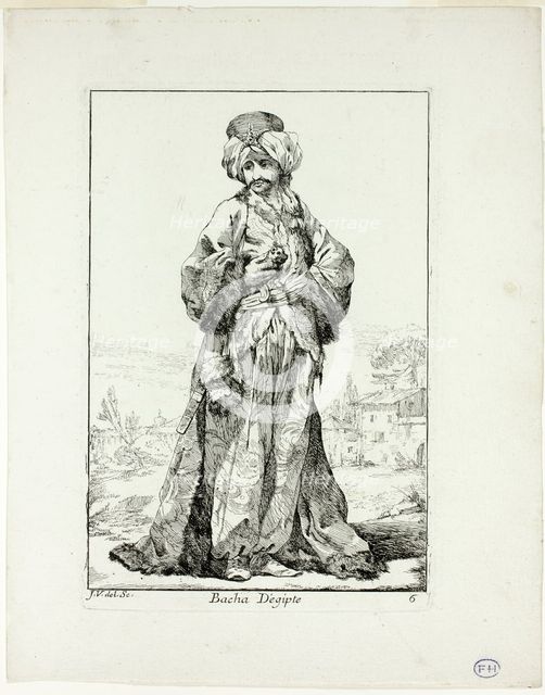 Bacha d'Égypte, plate six from Caravanne du Sultan à la Mecque, 1748. Creator: Joseph-Marie Vien the Elder.