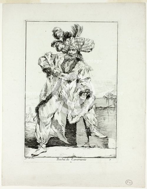 Bacha de Caramanie, plate seven from Caravanne du Sultan à la Mecque, 1748. Creator: Joseph-Marie Vien the Elder.