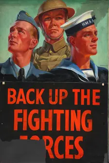 Back Up The Fighting Forces World War II poster, c1939-c1945. Creator: Mackinlay