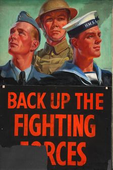 Back Up The Fighting Forces World War II poster, c1939-c1945. Creator: Mackinlay