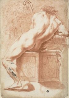 Back View of a Seated Male Nude Holding Shepherd's Crook, 1775/79. Creator: Filippo Ottani