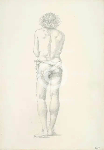 Back View of Standing Male Nude, c. 1873-77. Creator: Sir Edward Coley Burne-Jones.